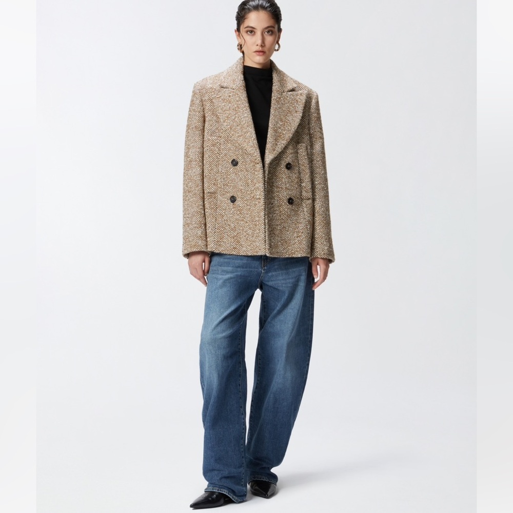 Emanuel Ungaro Tweed Wool Pea Coat Gray 10 or M - Picture 14 of 16